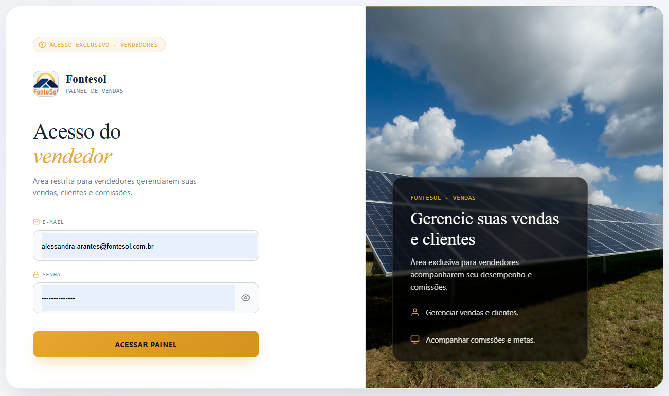 Ilustração provisória do formulário de login do vendedor.